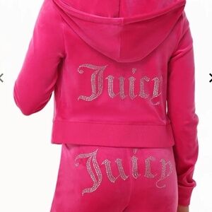 Juicy Couture Vixen Pink Velour 2 PC Set Tracksuit Hoodie & Track Pants XL NWT
